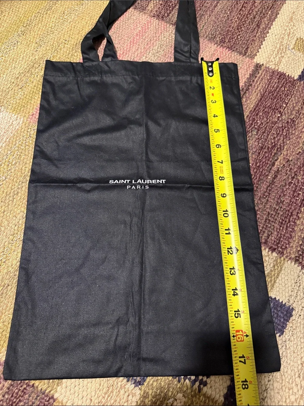 Saint Laurent Black Nylon Shopper Tote with White Logo